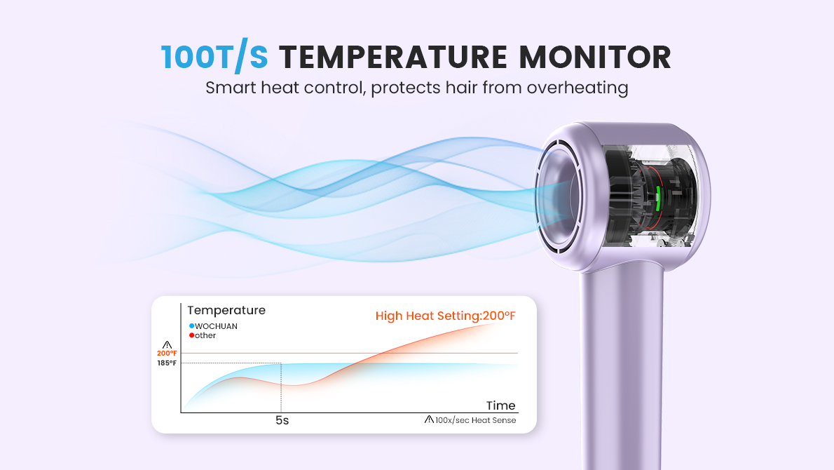 hair dryer brush with temperature control